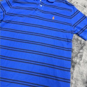 Polo by Ralph Lauren Blue and Orange Striped Polo Shirt